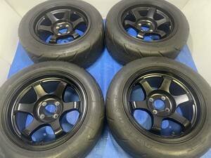 ■美品TE37似15_8J+30_100/4ATR-K SPORTS225/50R15ロードスターマーチヴィッツシビックアクアフィットマーチノートデミオスイフトヘラフラ