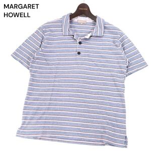 MARGARET HOWELL マーガレットハウエル 春夏 ボーダー★ 半袖 ポロシャツ Sz.M　メンズ 日本製　I4T01916_5#A