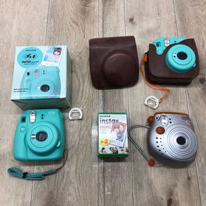 165 D / 1円〜 cheki チェキ instax mini 3台 フィルム セット インスタントカメラ FUJIFILM 富士フィルム 中古 現状品《動作未確認》