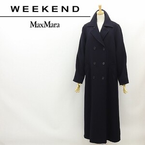 ◆Max Mara WEEKEND マックスマーラ 中綿 ライナー付 ロング マキシ丈 ダブル コート 紺 ネイビー 40