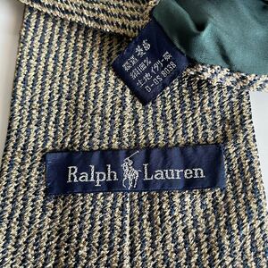 RALPH LAUREN（ ラルフローレン)ベージュ紺縦線ネクタイ