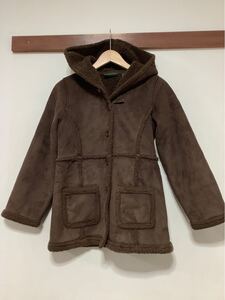 こ1511 L.L.Bean エルエルビーン フェイクムートンコート M キッズ 10-12 ダークブラウン 裏ボア GIRL