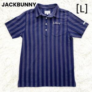 JACKBUNNY ジャックバニー コットン ストライプ 半袖ポロシャツ 4 (Lサイズ相当) ネイビー メンズ ゴルフ