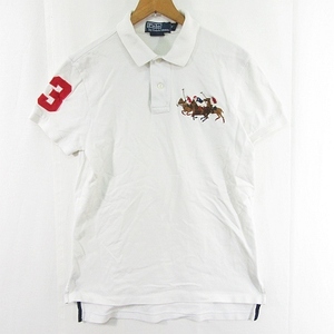 ポロ バイ ラルフローレン Polo by Ralph Lauren ポロシャツ 半袖 綿 M ホワイト 刺繍 馬 3 kz9880 レディース