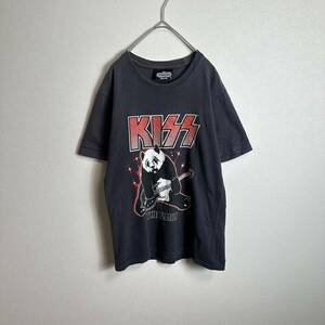 バンドTシャツSサイズ　半袖　KISSキッス　フェード感たっぷり　色落ち感　ブラック　黒　古着 