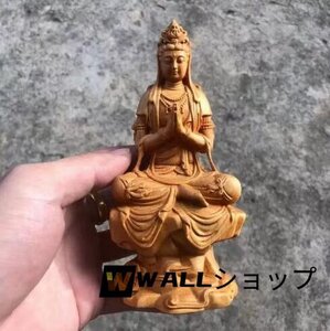 木彫★仏像 自在観音菩薩座像 合掌 仏教 工芸品