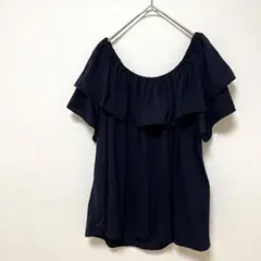 【ユニクロ】UNIQLO 半袖　tシャツ オフショル　ネイビー　ガーリー　M