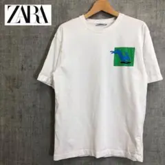 G1521◆ザラ 半袖Tシャツ カットソー プリント◆sizeS コットン100