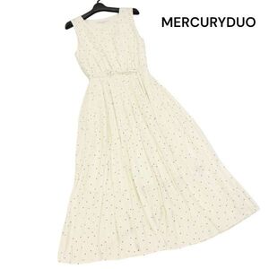 MERCURYDUO マーキュリーデュオ 春夏 総柄 ドット プリーツ♪ ノースリーブ ロング ワンピース Sz.F　レディース 白　K4T00422_4#D