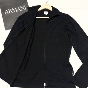 【最上級カシミヤ素材】 L-XL相当 ARMANI COLLEZIONI アルマーニコレツィオーニ ジャケット ブルゾン アウター ロゴ刻印 ウール シルク 52