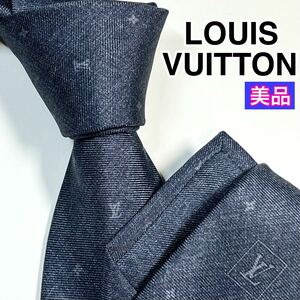 美品 LOUIS VUITTON ルイヴィトン　ネクタイ　モノグラム　チャコールグレー