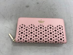 【KATE SPADE】ケイトスペード　ラウンドジップ長財布　ライトピンク　パンチングレザー　SY02-GIV