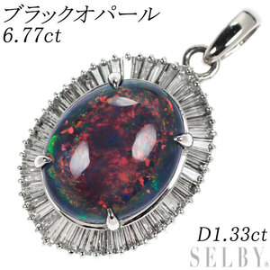 Pt900 ブラックオパール ダイヤモンド ペンダントトップ 6.77ct D1.33ct ロケットタイプ 出品4週目 SELBY