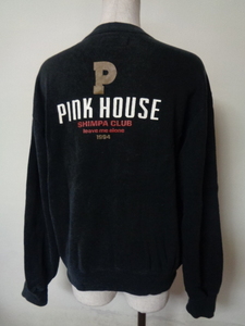PINK HOUSE ピンクハウス スウェットプルオーバー トレーナー カットソー コットン100％ ブランドロゴ ワッペン 黒 L 日本製
