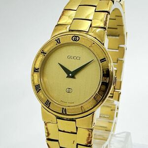 y089 グッチ GUCCI 稼働品 3300L レディース 腕時計 クォーツ 電池式 QZ ゴールドカラー オールドグッチ ヴィンテージ