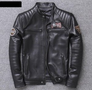 秋冬　バイクレザージャケット 上品　本革 高級　牛革　　ライダースジャケット 革ジャン Ｓ～4XL