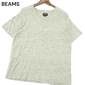 BEAMS ビームス 春夏 【麻 フランダース リネン100％】 半袖 Vネック カットソー Tシャツ Sz.L　メンズ グレー　A4T07774_7#D