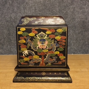珍藏 中国 清代 大漆彩繪 木胎漆器 龍紋印章盒 時代物 中国古美術 極細工 置物 唐物 GSL16