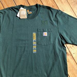 新品 carhartt カーハート Tシャツ ポケットTシャツ 半袖 メンズ Lサイズ グリーン original fit 刺繍 アメカジ タグ付き未使用品 T1813