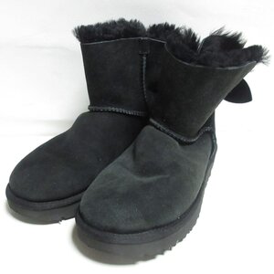 美品 UGG アグ SPARKLE BOW MINI ムートンブーツ 1100189 23.0cm ブラック ◆