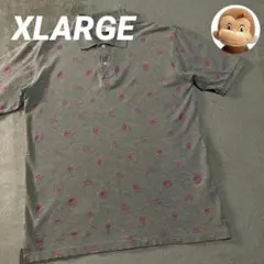 XLARGE エクストララージ ポロシャツ 半袖 総柄 コットン グレー L