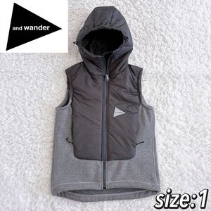 美品　アンドワンダー ツイルフリースベスト PRIMALOFT PERTEX サイズ1 レディース　アウトドア