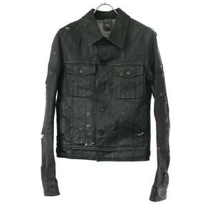 Dior HOMME ディオールオム 2004SS Strip Destroy Denim Jacket デストロイコーティングデニムジャケット ブラック 44 IT0581VBUANV