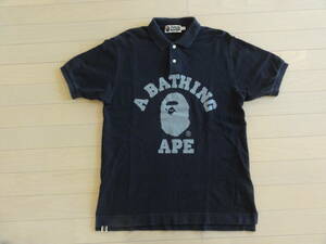 美品 A BATHING APE 半袖ポロシャツ 黒 Sサイズ 1920-112-027