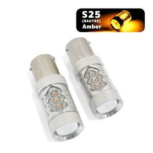 ю 【メール便】 スズキ ジムニーシエラ JB43W S25 ピン角150° シングル BAU15S ウインカー LED 2個 80W 16連 XT-E端子 アンバー 12V/24V