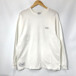 WTAPS PRTCTシャツ 長袖 カットソー 古着 プリント バックプリント サイズ1 S相当 ホワイト ダブルタップス トップス A12124◆