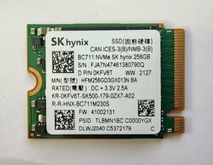 【正常判定】256GB SSD 使用約 1,874 時間 SK hynix BC711 HFM256GD3GX013N PCIe NVMe M.2 2230 【送料無料】