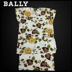 【イタリア製】BALLY / バリー レディース 半袖チュニックシャツ × スカート セットアップ 44＆42サイズ 薄手 花柄 春夏服 I-4494 