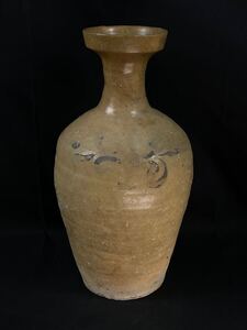 【福蔵】高麗青磁 徳利 花瓶 染付 李朝 骨董 古玩 古美術 時代物 高27cm