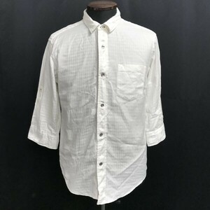 日本製★メンズビギ/MEN’S BIGI★七分袖シャツ【3/メンズL/白/white/総柄】Tops/Shirts◆BH816