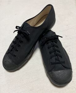 70s 80s BRITISH MILITARY CANVAS ALL BLACK イギリス軍 ビンテージ 黒 キャンバス スニーカー UK10 未使用 デッドストック bata 