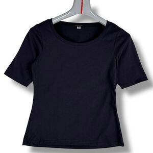 1円 美品 ルイヴィトン LOUIS VUITTON 半袖カットソー シャツ Tシャツ トップス ストレッチ 伸縮性 レディース ブラック M