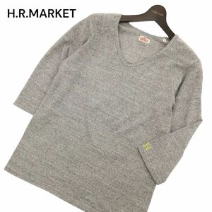 H.R.MARKET ハリウッドランチマーケット 春夏 7分袖 H刺繍★ ストレッチ カットソー Tシャツ Sz.4　メンズ グレー ハリラン　C4T03679_4#D