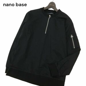 nano base ナノユニバース 通年 長袖 ハーフジップ★ プルオーバー MA-1 ジャケット トップス トレーナー Sz.S　メンズ 黒　C4T00823_1#O