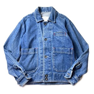 激レア! 90s USA製 OLD GAP オールドギャップ ヴィンテージ カバーオール デニムジャケット Gジャン ブルー Sサイズ メンズ 古着 希少