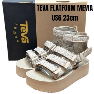 TEVA テバ フラットフォーム メビア 23cm ヒョウ柄 レオパード柄　厚底サンダル　レディースサンダル　スポーツサンダル　