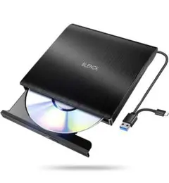 外付けDVDドライブ 極静音CD DVD 外付け高速USB 3.0&Type-C