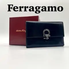 良品✨️Ferragamo ガンチーニ 財布 ブラック シルバー