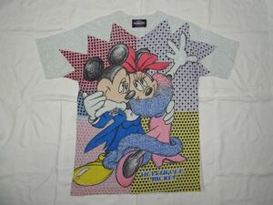 ☆ 90s USA製 ビンテージ GEMS HOLLYWOOD MICKEY ミッキー & ミニー 大判プリント Tシャツ ☆古着 Disney OLD 80s 手刷り モスキートヘッド