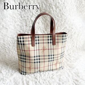 【美品】 BURBERRY LONDON バーバリーロンドン　ハンドバッグ　PVC ノバチェック ベージュ　ブラウン　トート 送料無料