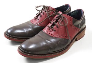 ● COLE HAAN ◆ レザー サドルシューズ (ブラウン/レッド サイズ11M) レースアップ ブローグシューズ コールハーン ◆212/K-1