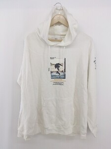 ◇ AZUL BY MOUSSY アズールバイマウジー プリント 長袖 プルオーバー パーカー サイズL ホワイト レディース E