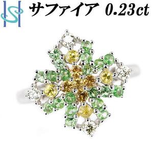 年末大感謝祭【最大40%OFF】イエローサファイア リング 0.23ct ダイヤモンド ガーネット K18WG クロス 送料無料 美品 中古 SH105715