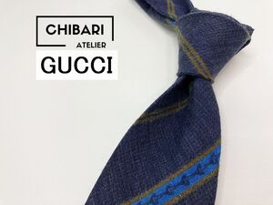 【超美品】GUCCI　グッチ　ロゴ＆レジメンタル柄 ネクタイ 3本以上 送料無料 メンズ ネイビー　1203026