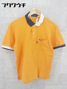 ◇ Pringle プリングル 鹿の子　ロゴ　プリント 半袖 ポロシャツ M オレンジ # 1002800233052