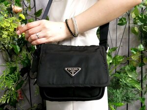 ●超美品●PRADA プラダ●三角ロゴプレート●ポコノ ナイロン●ミニ ショルダー バッグ●黒●SV金具●イタリア製●ヴィンテージ●Js47360